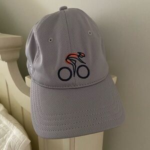 Light Gray Mesh Cycling Cap with Embroidered Rider